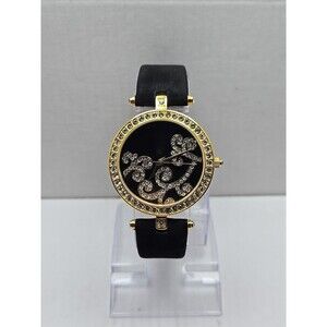 Womens Adrienne Couture Collection Gold Tone Crystal Dial Watch New Battery